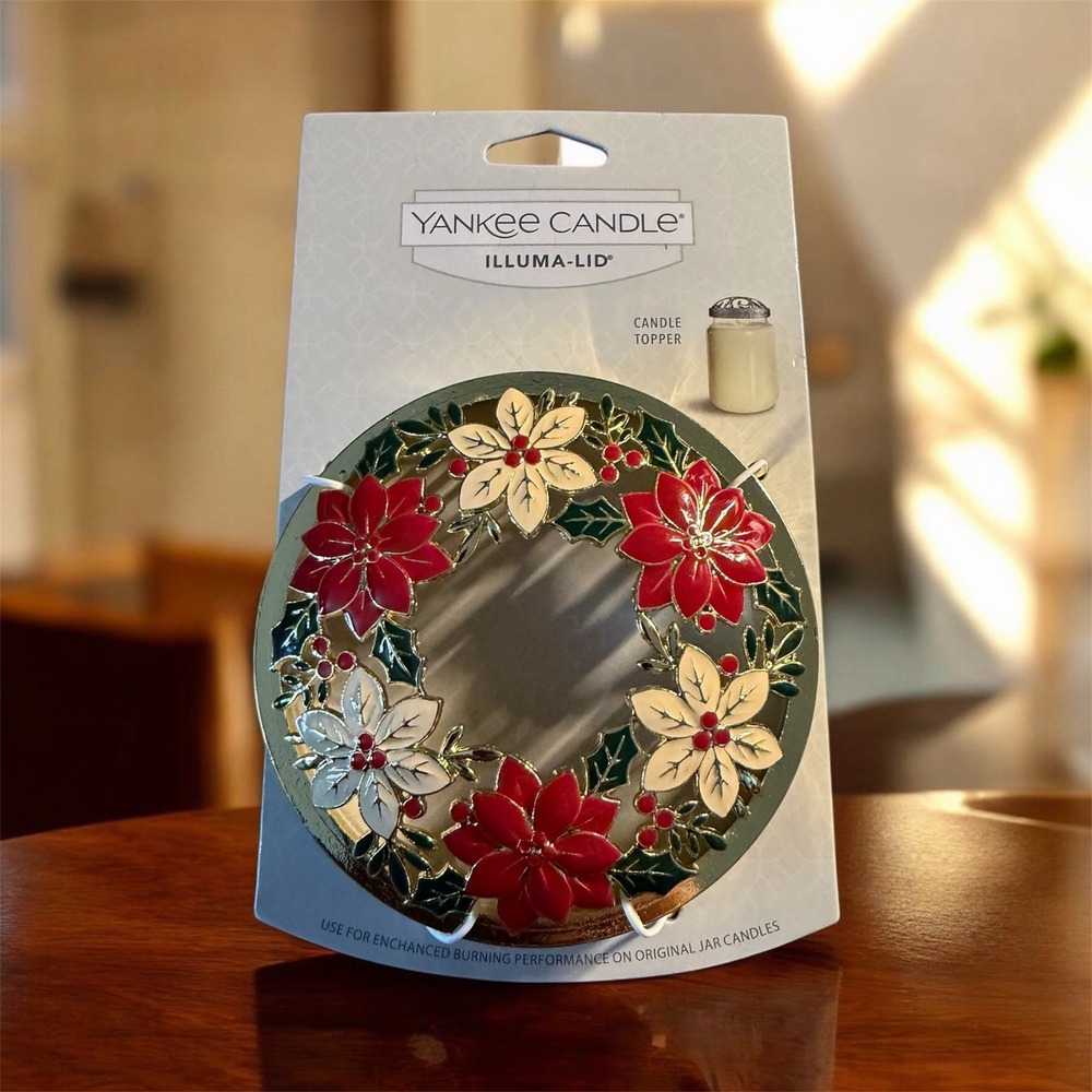 Yankee Candle‎ ~ ILLUMA LID TOPPER - "Poinsettia Pine" ~ NWT